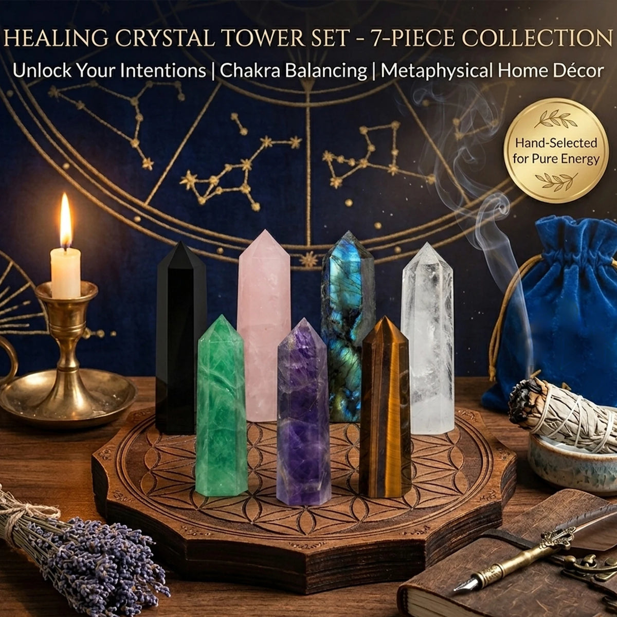 Natural Stone and Crystals Point Wand Witchcraft Rose Quartz Amethyst Home Decor Mineral Reiki Healing Stones Crafts Room Dec