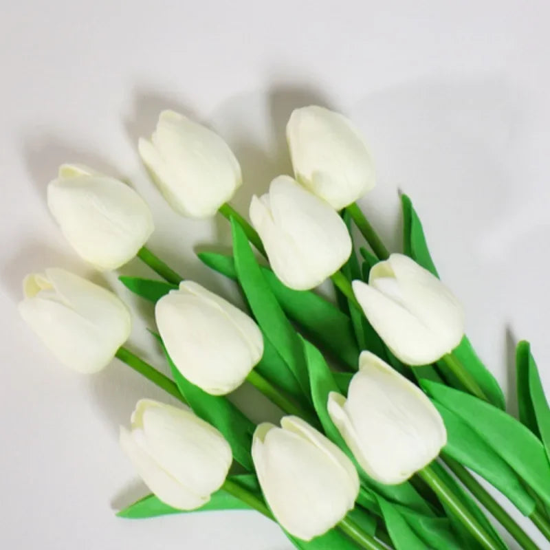 1/3/5PCS Tulips Artificial Flowers Real Touch Flowers Tulip Bouquet Decor Fake Tulips Flower for Home Wedding Decorations - C