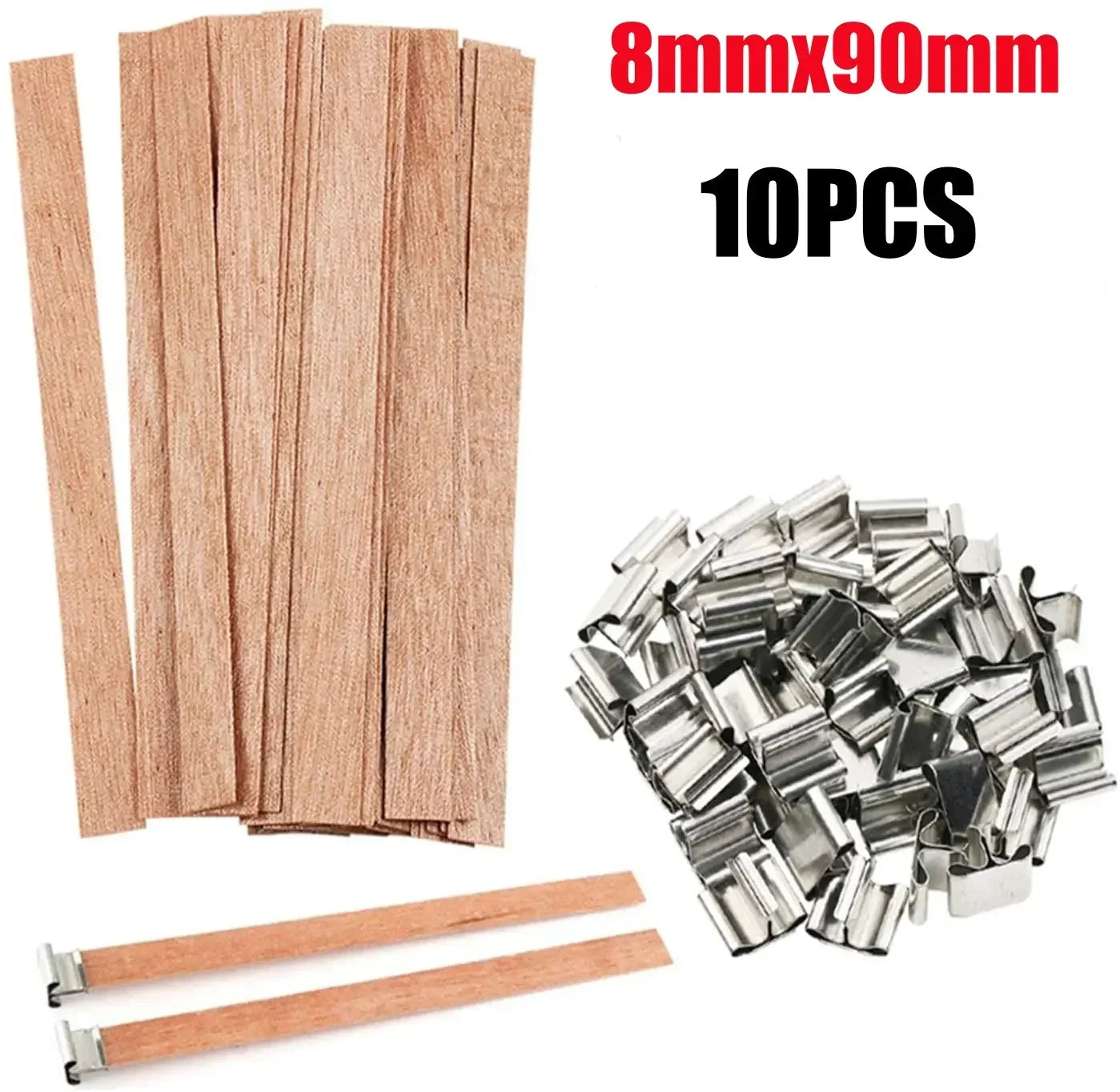 Handmade Soy Wax Candle Wooden Wick DIY Aromatherapy Candle Single Direction Wick Paraffin Wax Candle Crafting Guide - S-10PC