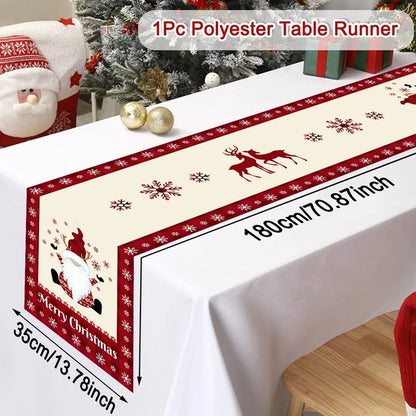Merry Christmas Santa Claus Table Runner Christmas Decor for Home 2025 Winter Holiday Kitchen Dining Table Decor Navidad Gift