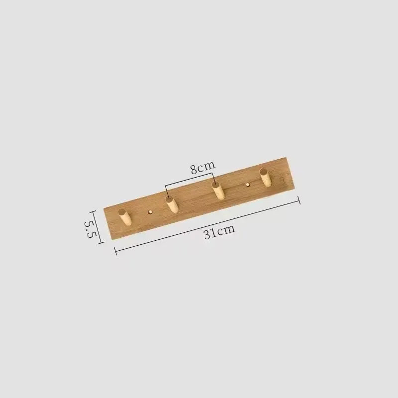 Wall Mounted Hanger Room Hooks Key Hallway Storage Holders Practical Decoration Nordic Bamboo Door Clothes Hats Robe Back Rac