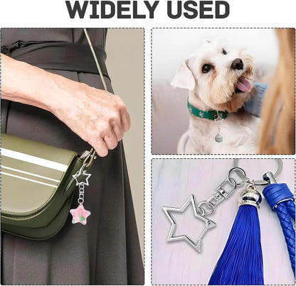 5/15/25/50 Sets Star Shaped Snap Keychain Lobster Claw Clasp with Hanging Buckle Jump Ring for DIY Crafts Jewelry Accessory G