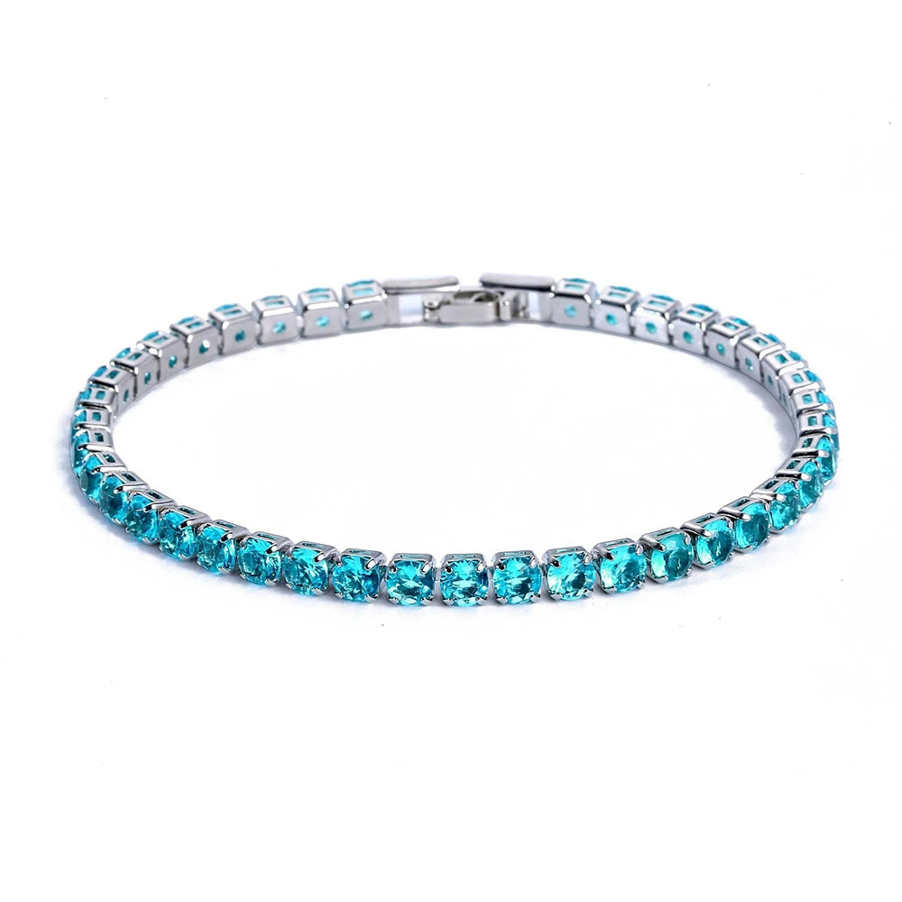 Luxury Hiphop Iced Out 4mm Cubic Zirconia Crystal Tennis Bracelets For Women Men Gold Color Silver Color Bracelet Chain Jewel