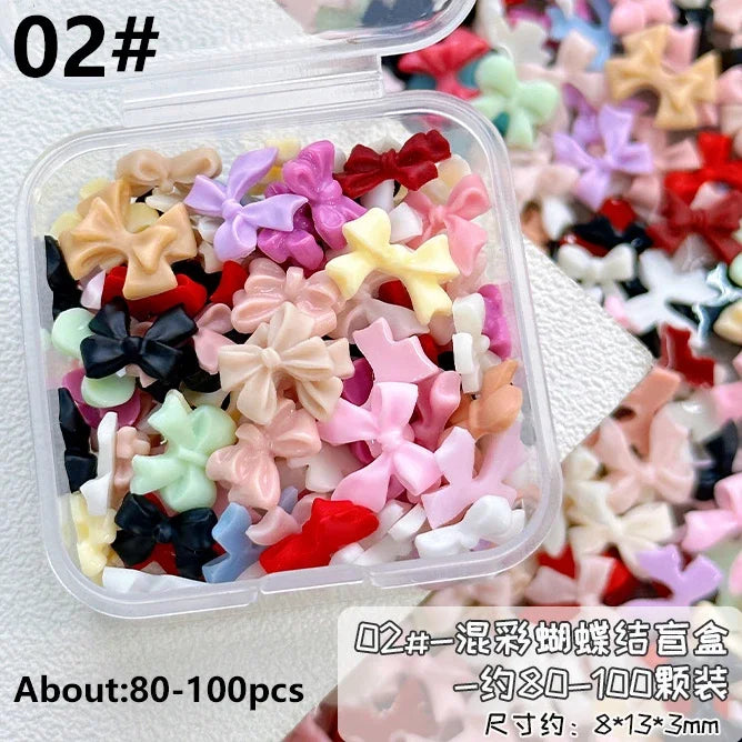 French Ribbons Colorful Resin Cute Bowknot Charm Leopard Print Bow Tie Nail Art Decorations Manicure Tools Accessories Wholes
