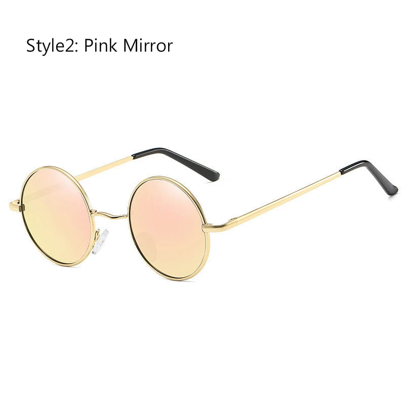 Retro Vintage Round Polarized Sunglasses Men Brand Designer Sun Glasses Women Alloy Metal Frame Black Lens Eyewear Driving UV