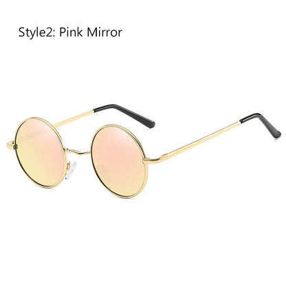 Retro Vintage Round Polarized Sunglasses Men Brand Designer Sun Glasses Women Alloy Metal Frame Black Lens Eyewear Driving UV