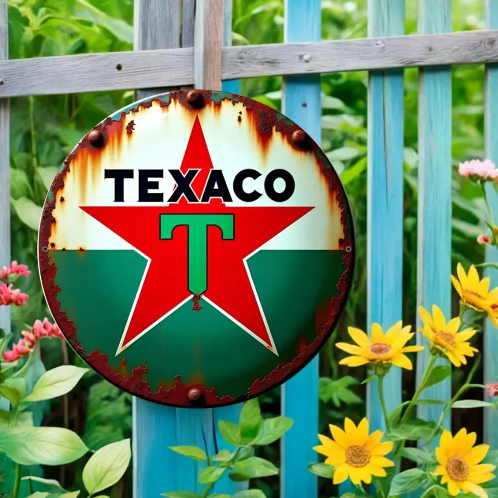 Charming and Striking Texaco Star Vintage Metal Art: A Must - Have for Decorating Homes, Offices, and Rooms with a Vintage Fl