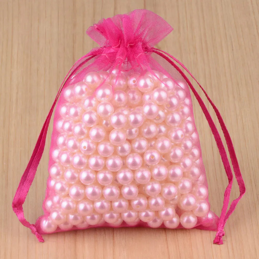 100pcs 24 Colors Jewelry Packaging Bag 5*7 7*9 9*12 10*15cm Organza Bags Gift Storage Wedding Drawstring Pouches Wholesales -