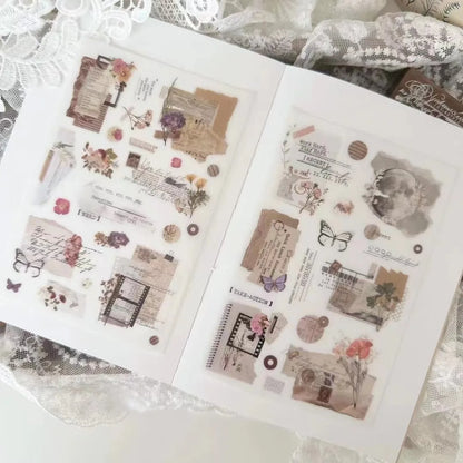 Journal Pages Vintage Travel Around The World Coffee Transfer Sticker for Card Making DIY Scrapbooking Decorative Sticker She