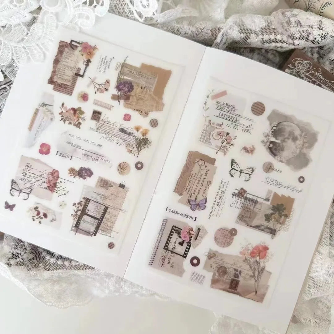 Journal Pages Vintage Travel Around The World Coffee Transfer Sticker for Card Making DIY Scrapbooking Decorative Sticker She