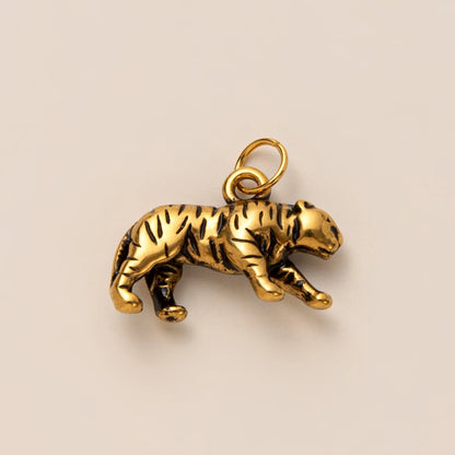 Animal Series Pendant Stainless Steel DIY Small Pendant Vacuum Plated 18K Gold Color Preserving Accessory in Furnace - tiger