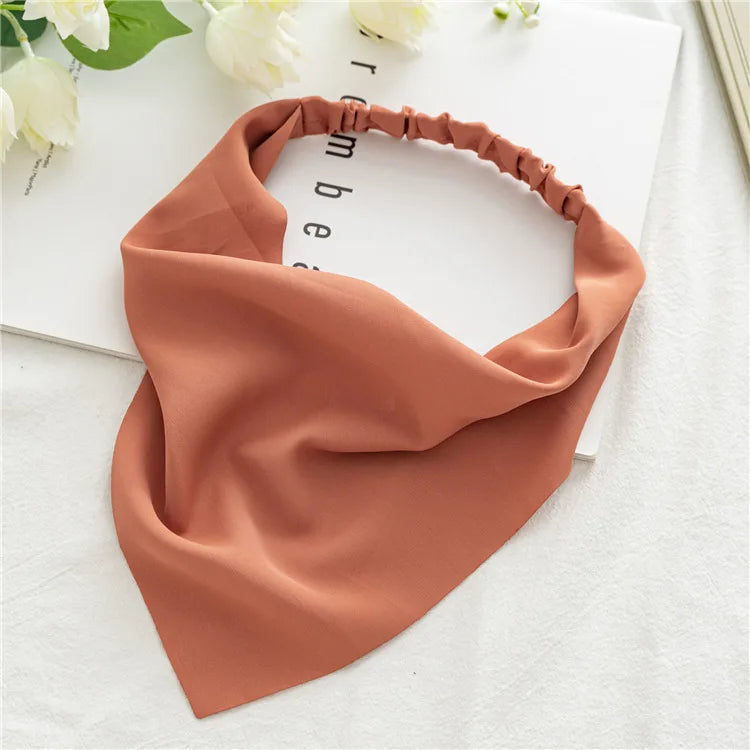 2022 Summer Vintage Print Flower Beach Bandana Hair Scarf Fashion Elastic Rubber Headbands for Women Girl Hair Accessories - 