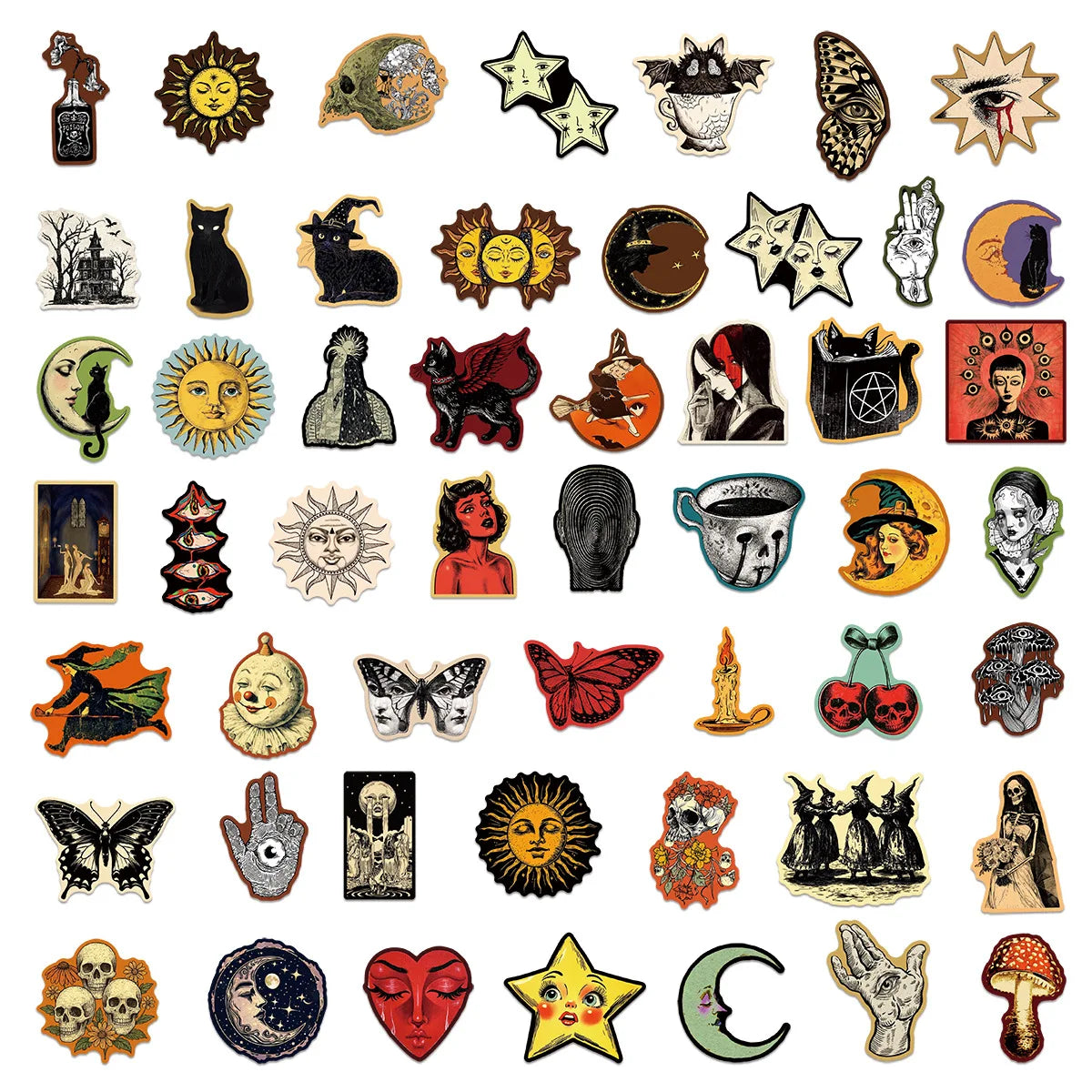 50-Pack Vintage Gothic Aesthetic Graffiti Stickers for Tablet Guitar Notebook Luggage Student Stationery DIY Waterproof Decal