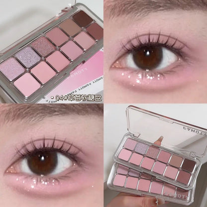 12-Color Low Saturation Matte Eyeshadow Palette Tea Apricot Earth Tones Long Lasting All-Matte Eye Makeup for Daily Use - FMT