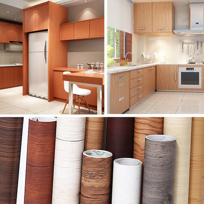 Wood Grain DIY Sticker PVC Self Adhesive Waterproof Wallpapers Renovation Furnitures Wall Stickers Home Decor Sticky Paper De