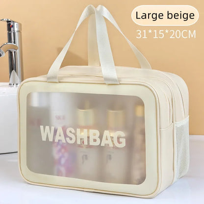 Dry-wet separation double transparent PU makeup bag portable washing bag cosmetic storage bag travel fitness swimming essenti