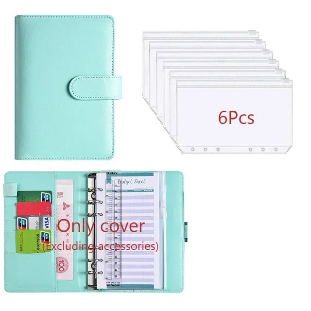 2026 A6 Binder Budget PU Leather PlannerPockets Expense Budget Sheets Notebook Cash Envelope Organizer System with Clear Zipp