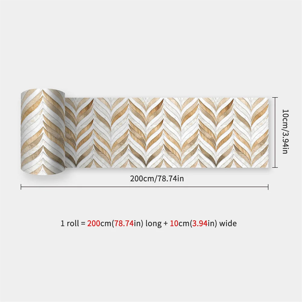 Mosaic Bathroom Waist Line Wall Stickers Waterproof Peel & Stick Art Backsplash Kitchen Office Skirting Line Decor Wallpaper 