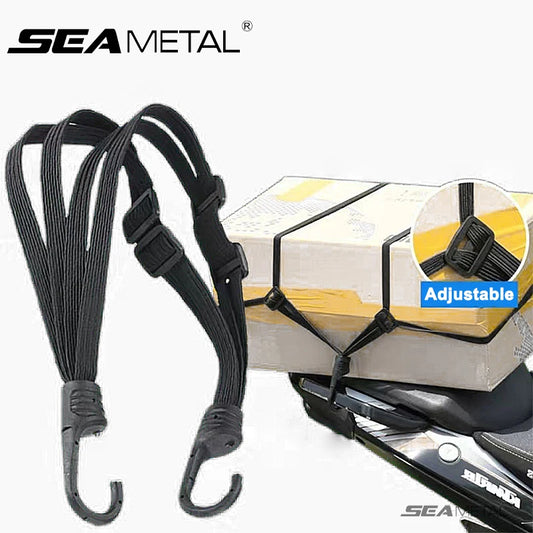 SEAMETAL Motorcycle Back Seat Helmet Strips Elastic Rope Motorcycle Helmet Fixed Strap Adjustment Fix Rope Goods Strap 60cm/9