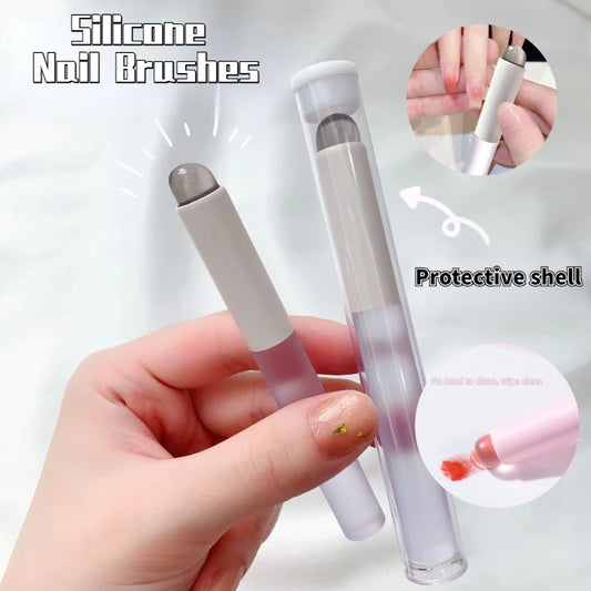 Nail Art Silicone Applicator Sticks Chrome Pigment Dust Applying Manicure Tool Easy-Daub Pigment Silicone Nail Brushes