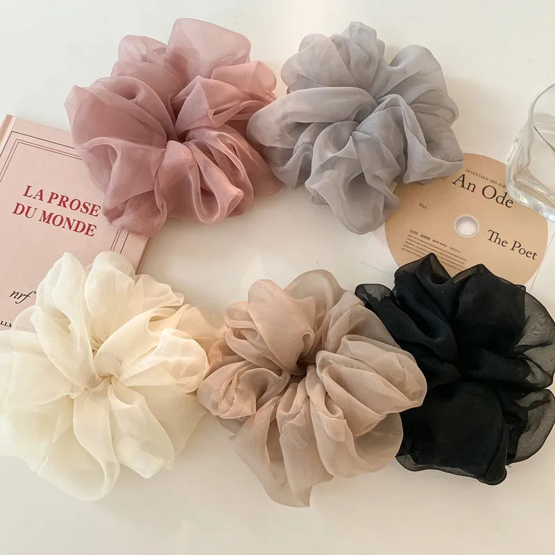 Large Mesh Hair Rope for Women Simple and Fashiona Does Not Hurt The Hair Hair Rope Cute Girl High Ponytail Scrunchie