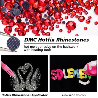 Bobohoo DMC SS6-SS30 Crystal Stones HotFix Rhinestone Glitter Crystal Strass Iron On Rhinestones For Garment Clothing Dress