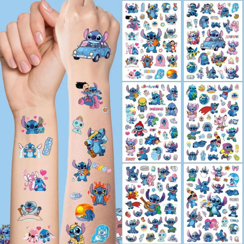 4Pcs/set Disney New Cartoon Stitch Tattoo Stickers Temporary Tattoos For Party Body Face Cute Tattoos Stickers Decoration