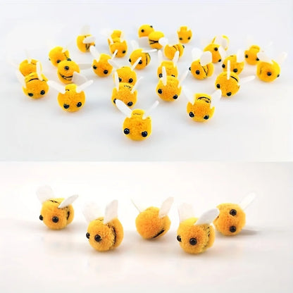 20pcs Cute Mini Bee Pom Pom Decorations for Crafts, Party Favors, Flower Arrangements & DIY Projects