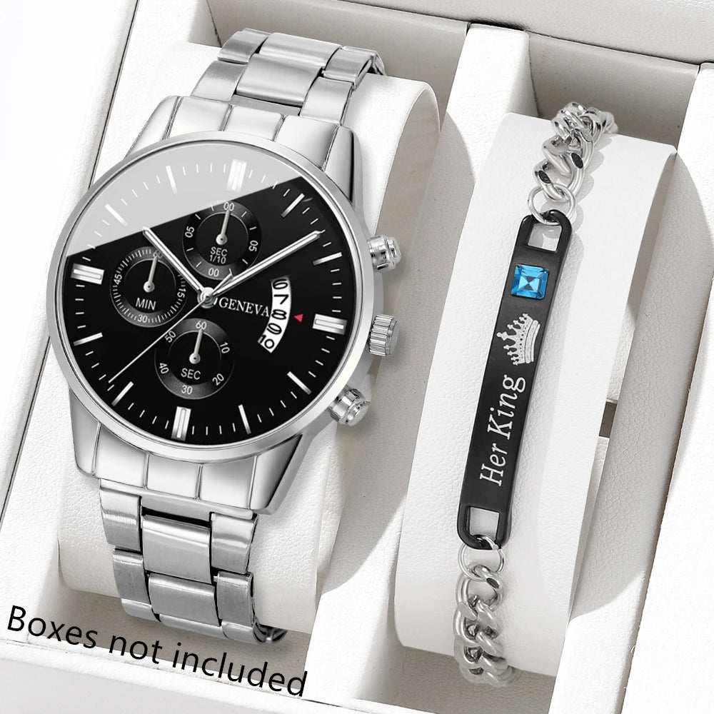 Fashion Men Stainless Steel Watch Luxury Calendar Quartz Wrist Watch Mens Business Watches for Man Clock Montre Homme - Slive