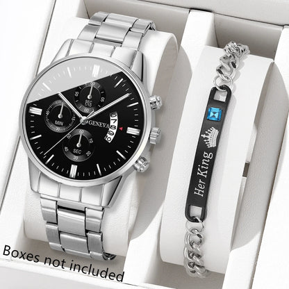 Fashion Men Stainless Steel Watch Luxury Calendar Quartz Wrist Watch Mens Business Watches for Man Clock Montre Homme - Slive
