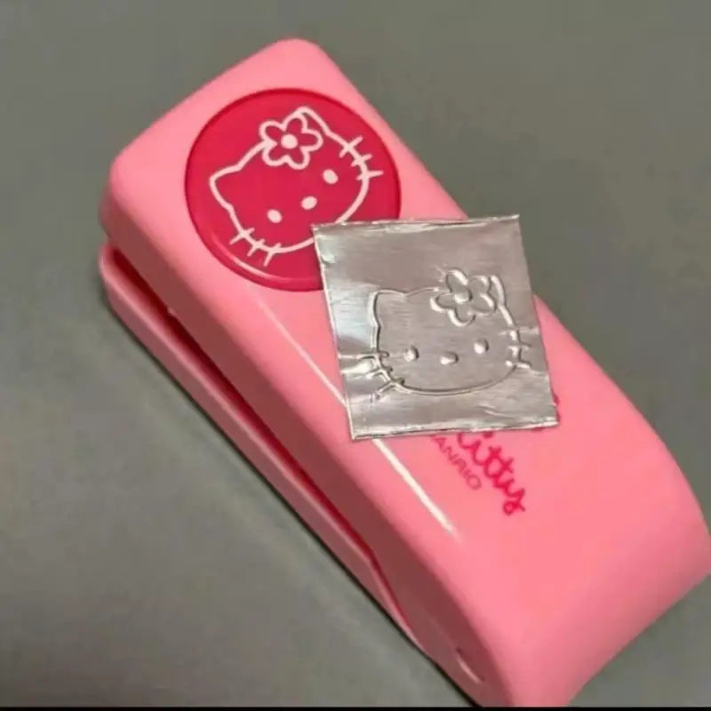 Anime Sanrio Hello Kitty Stapler Embosser Metal Embossing Punch Cartoon KT Cat Student Notebook Stamp Embosser Supplies Gifts