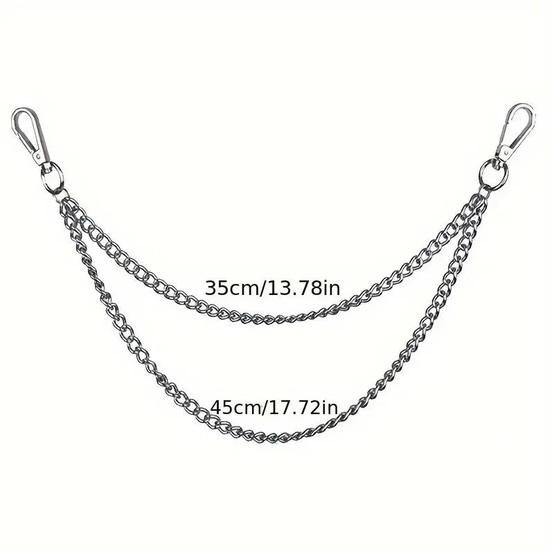Punk Style Metal Fashion Jeans Chain Accessories Pendant Versatile Pants Chain Key chain Hip-Hop Waist Chain - Silver