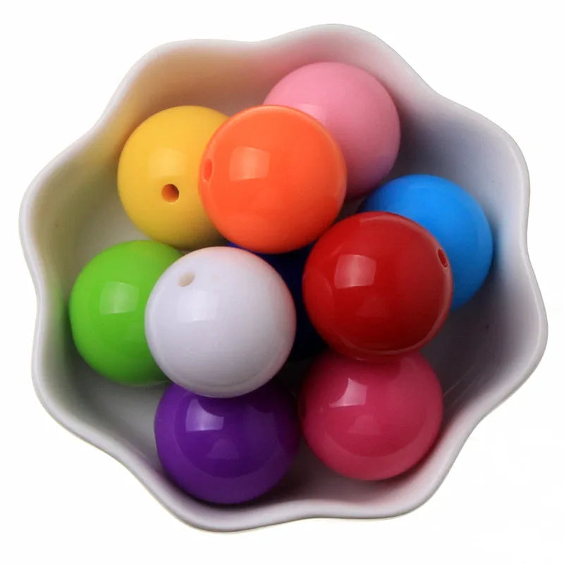 6/8/10/12/14/16/18/20mm Bubblegum Colorful Spacer Beads Round Loose Acrylic Beads For Diy Bracelet Necklace Jewelry Making