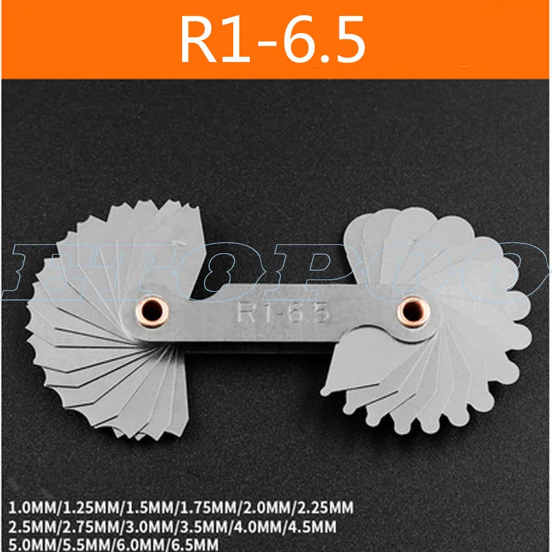 Radius Template R Gauge R1-6.5 7-14.5 15-25 26-80 Radius Gage Plate Fillet Gaug External Internal Concave Convex Measuring To