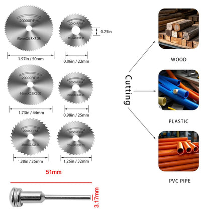 31PC Diamond Cutting Discs Mini Drill Rotary Tool HSS Circular Saw Sanding Grinding Wheel for Cutting Metal, Wood, Stone, PVC