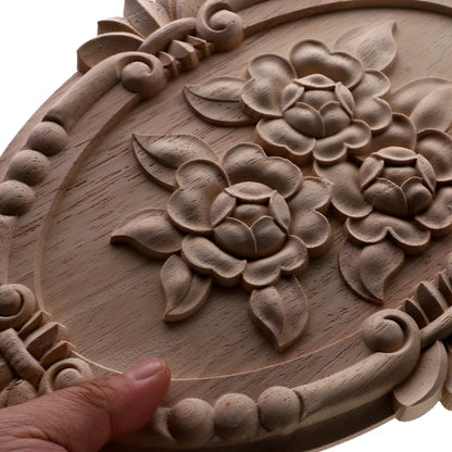 1Pc Unique Natural Floral Wood Carved Wooden Figurines Crafts Corner Appliques Frame Wall Door Furniture Woodcarving Decorati