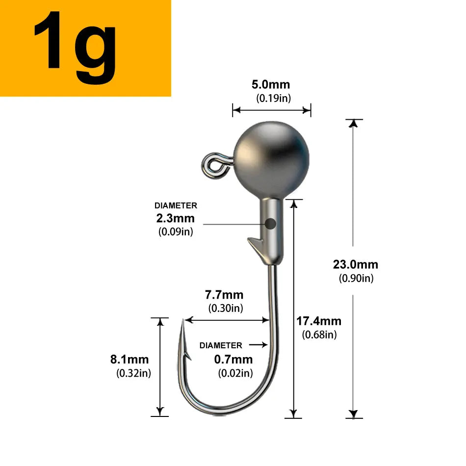 MrLurion 30pcs 1g 2g 3g 5g 10g 14g 18g 22g 25g 28g Fishing jigging head hook ,round head rigs fishhook for soft worm crank lu