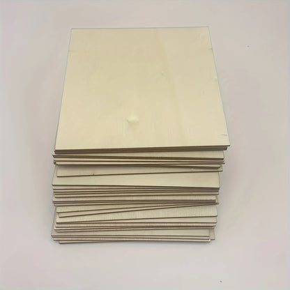 10Pcs Wood Square 4x4in Blank Wood Sheet for Crafts, Thin Unfinished Wood Squares for Wood Burning Painting Staining Wood Eng