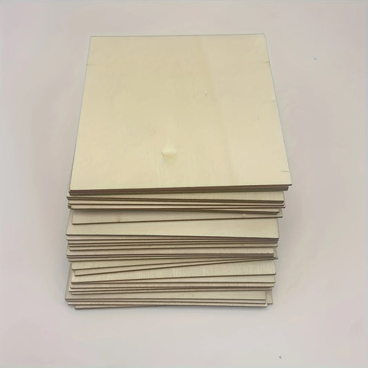 10Pcs Wood Square 4x4in Blank Wood Sheet for Crafts, Thin Unfinished Wood Squares for Wood Burning Painting Staining Wood Eng