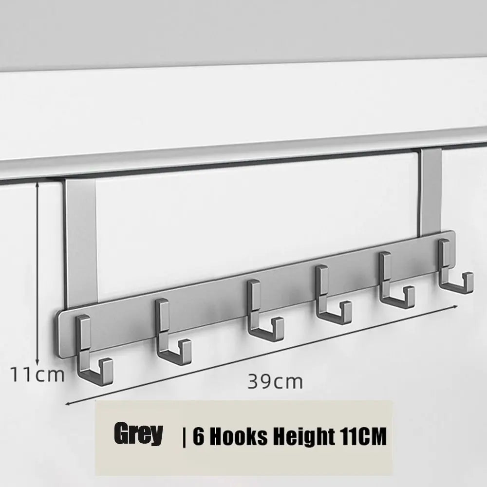 Storage Hooks Over The Door 6 Hooks Clothes Coat Hat Towel Hanger Home Organizer Rack Bathroom Kitchen Accessories Holder - g