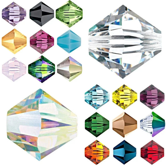 100PCS 4MM Shiny Faceted Austria Crystal Beads Bicone Beads Loose Spacer Beads for Jewelry Making DIY Bracelet Necklace Penda