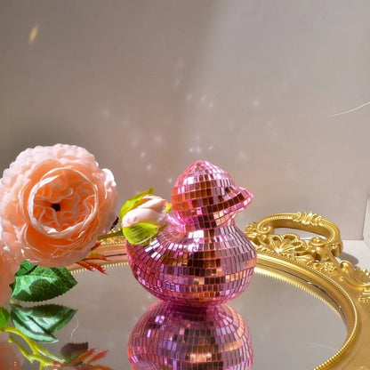 Desktop Disco Mirror Decorative Duck Mirror Glass Home Decor Disco Ball Duck Disco Ornament Disco Decoration Duck Home