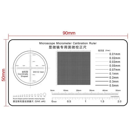 Microscope Micrometer Calibration Film Ruler Grid Reticule Stains Dot Gauge Plastic Ruler Radius Area Diameter Measuring - a