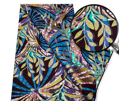 New Purple 6 Yards Super Grand Gold Wax Shinning Print Africa Real Wax Fabric Nigerian Loincloth Batik Cotton Material For Se