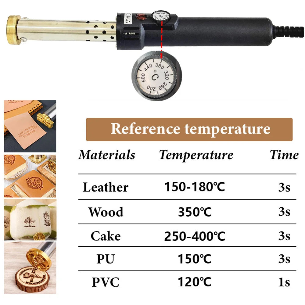 Custom Electric Branding Iron Temperature-Controlle Stamping Heater Wood Handcraft Leather Cake Food Adjustable Temperature I
