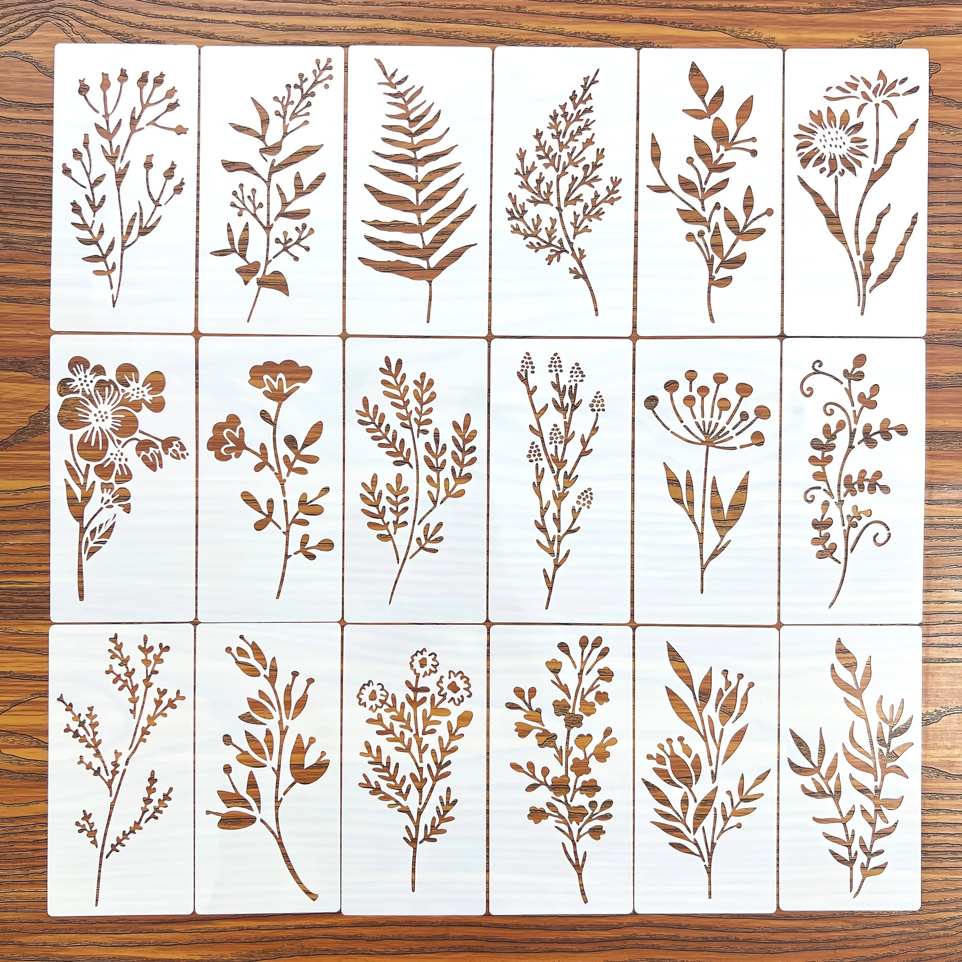 18 Pcs DIY Flower Painting Stencils, Reusable Plastic Templates for Wood, Fabric, Paper - Spray Paint & Graffiti Craft Suppli