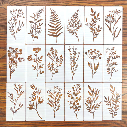 18 Pcs DIY Flower Painting Stencils, Reusable Plastic Templates for Wood, Fabric, Paper - Spray Paint & Graffiti Craft Suppli