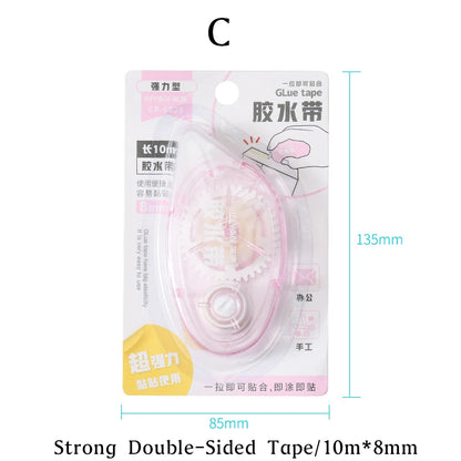 10m*8mm Strong Double Sided Adhesive Glue Tape DIY Scrapbooking Office Stationery Supplies High Viscosity Roller Tape - C