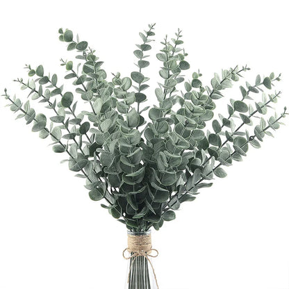 20pcs Artificial Eucalyptus Stems Leaves Green Eucalyptus Branches Fake Plants for Wedding Centerpieces Christmas Navidad Dec