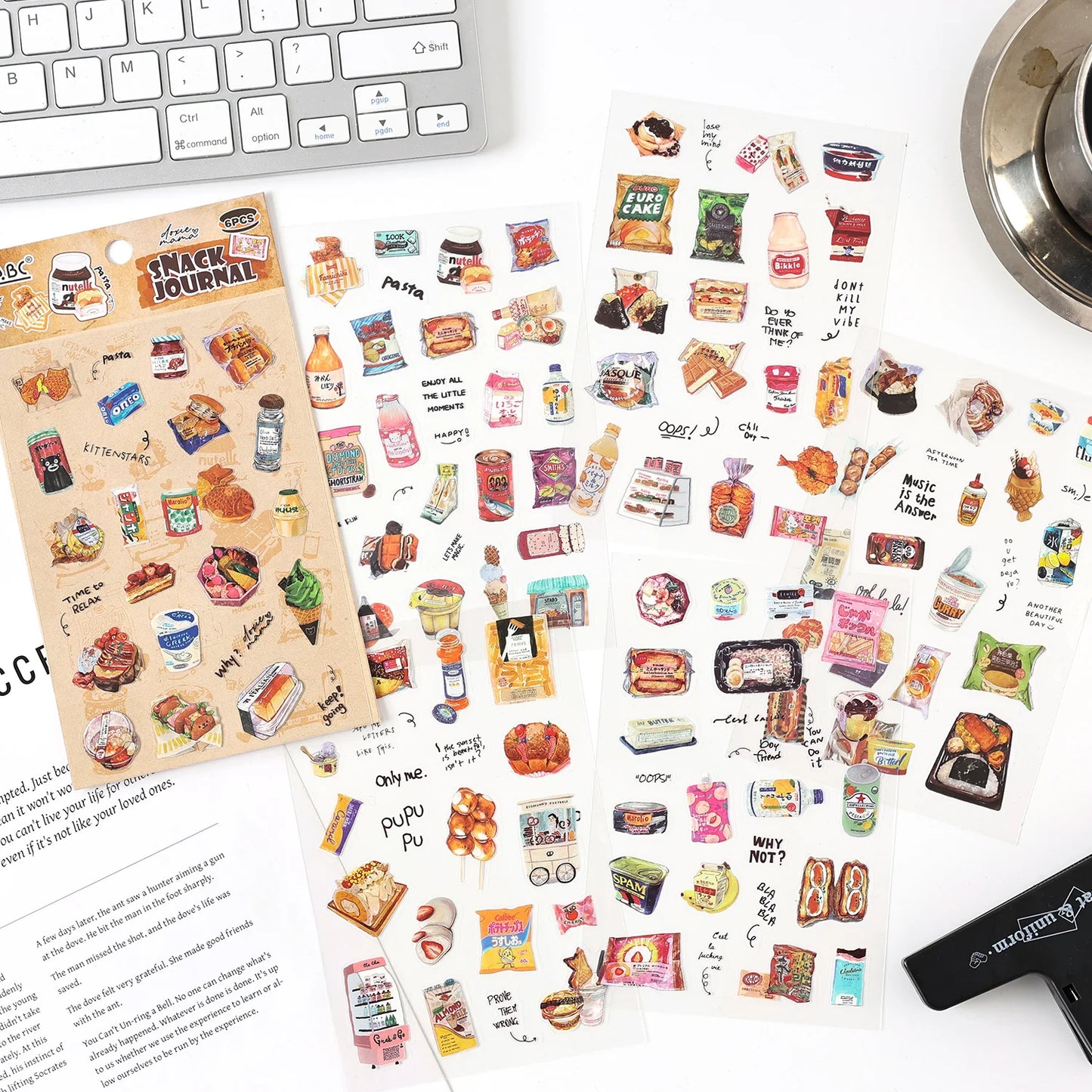 TIANZI 6 sheets Cute Magazine Scrapbooking Stickers Book DIY Junk Journal Material Decoration Album Diary Stationery supplies